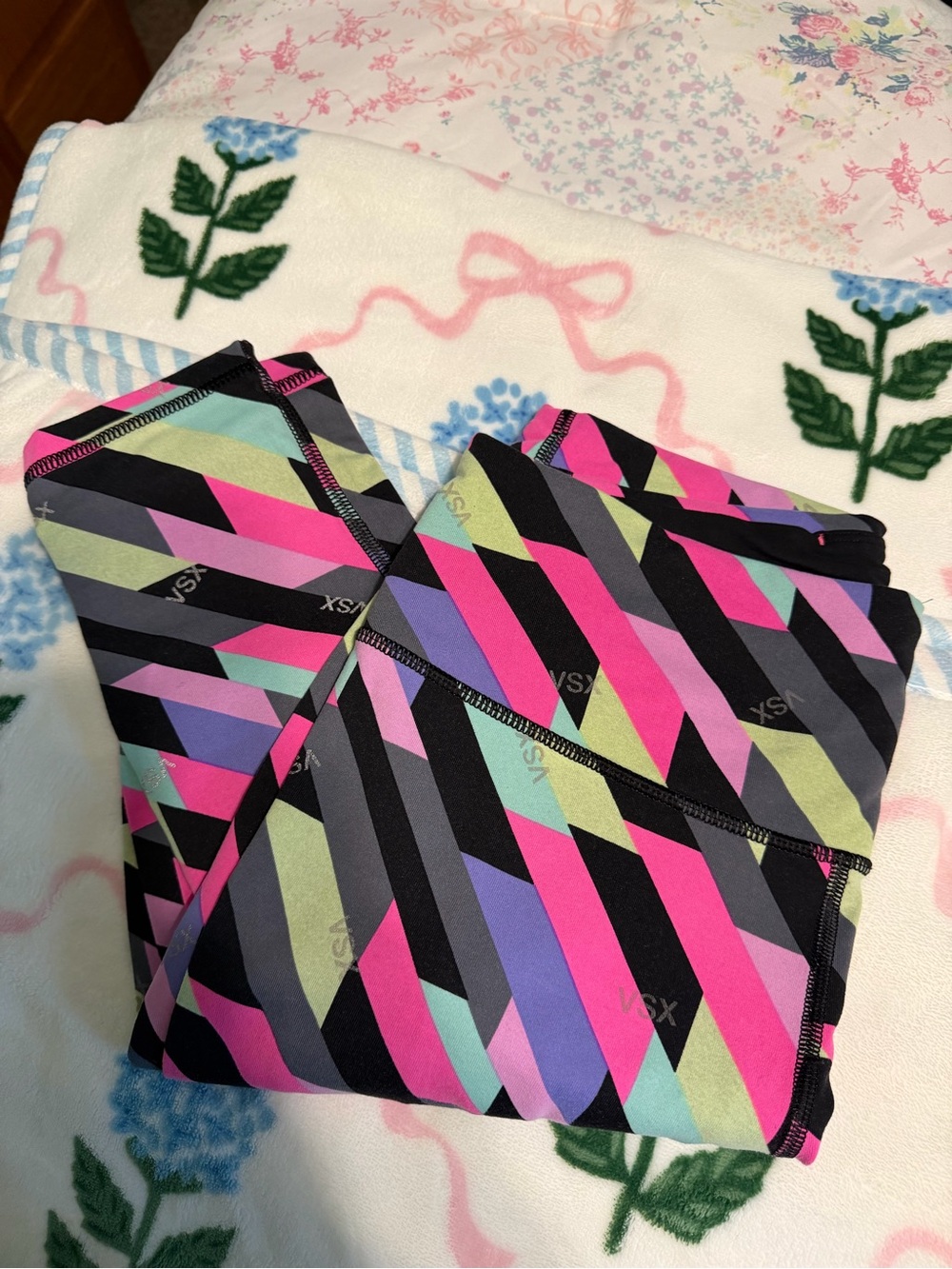 Victoria's Secret VSX Multicolor Diagonal Stripe Workout Leggings